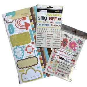Bundle Lot of 3 New in Packaging Scrapbook or Journaling Stickers Accessories